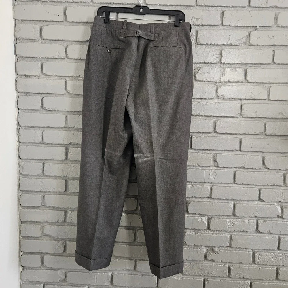 Vintage Grey‎ Wool 2 Piece Suit 42 Cinch Trousers Cuffed Two Button Blazer Gray